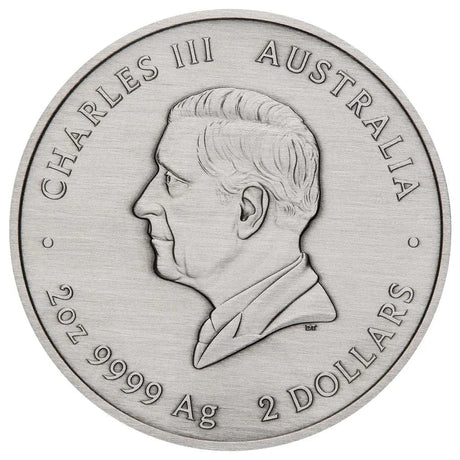Emu Utingat 2025 2oz Silver Antiqued Coloured Coin