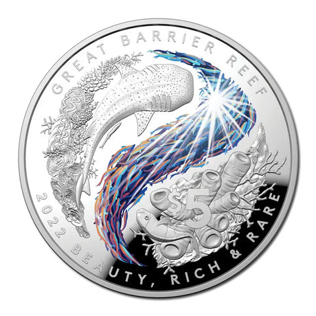 2023 $5 Beauty Rich & Rare - Great Barrier Reef Coloured Proof Domed Coin