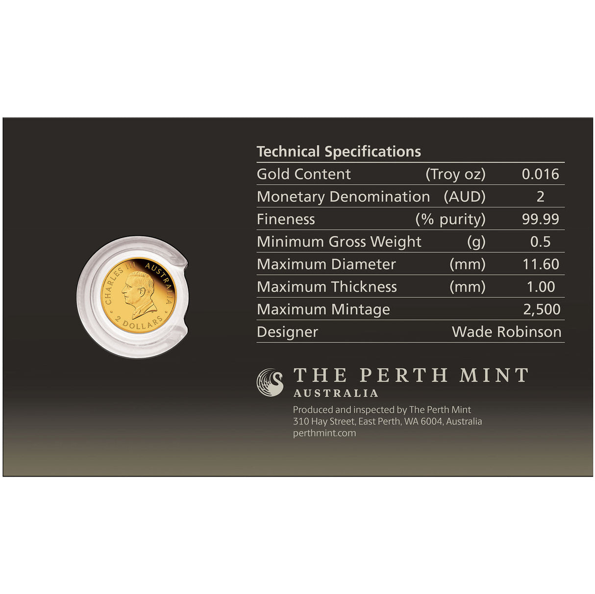 2026 0.5g Kookaburra Gold Proof Coin Card