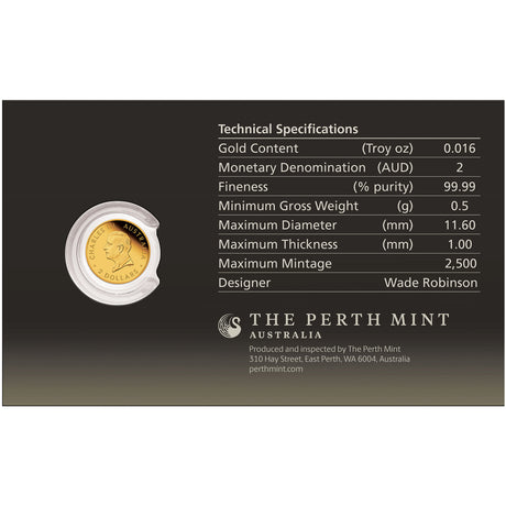 2026 0.5g Kookaburra Gold Proof Coin Card