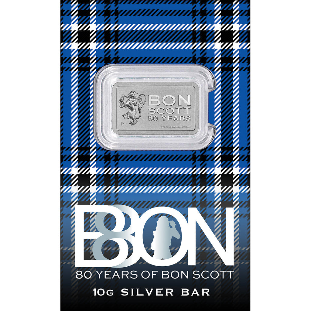Bon Scott 80th Anniversary 10 Gram Silver Bar