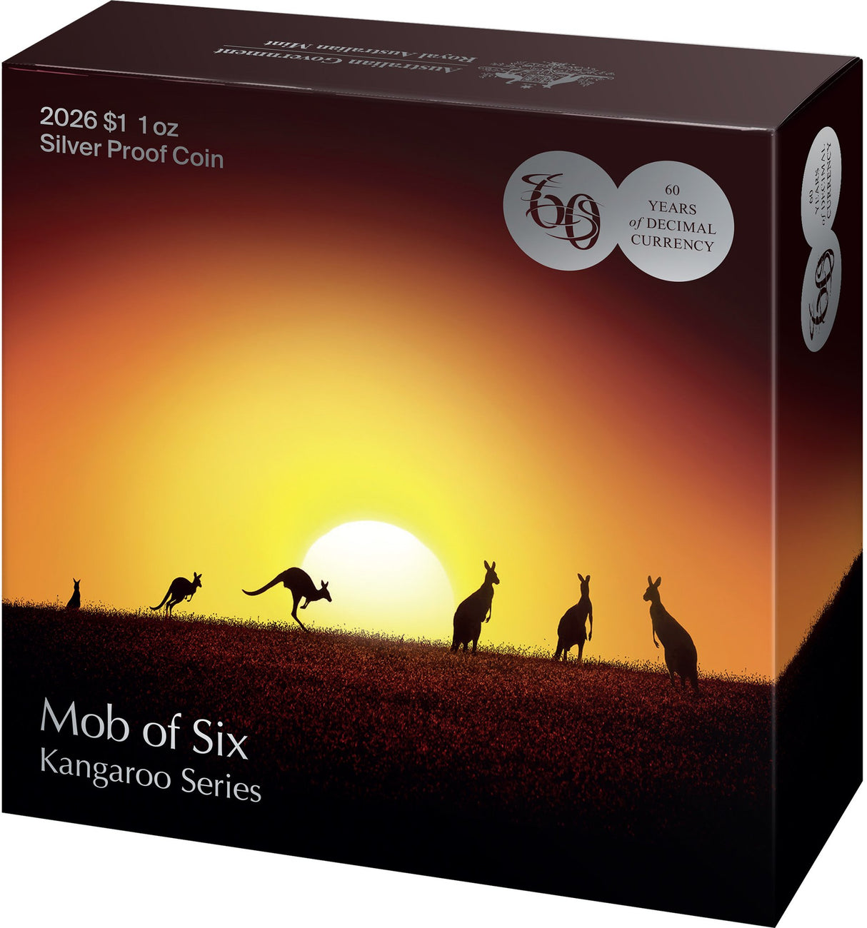 2026 $1 Mob of Six Roos 1oz 60th Anniversary Decimal Currency Silver Proof Coin