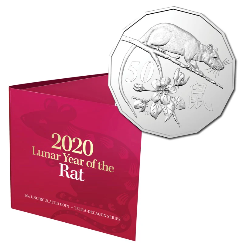 2020 50c Lunar Year of the Rat Uncirculated coin