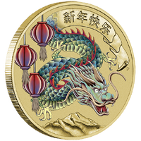 2024 Happy Chinese New Year AlBr $1 Perth Mint Stamp & Coin PNC