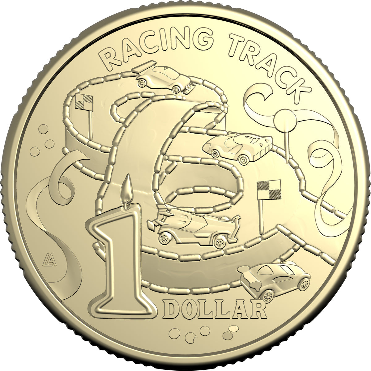 AWW Birthday Cake Racing Track 2025 $1 Uncirculated Coin in Card