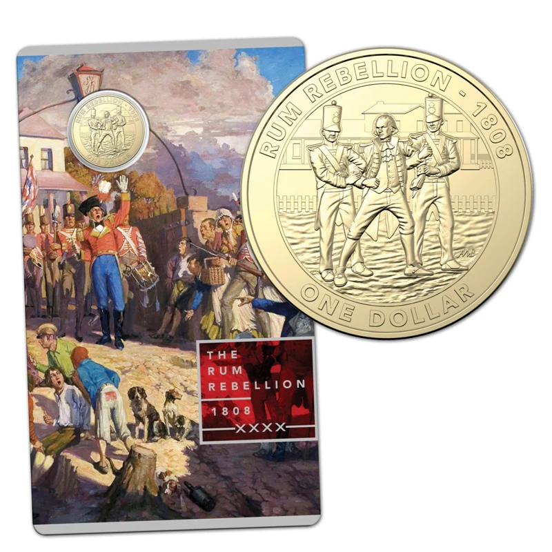 2019 Rum Rebellion 1 Dollar Carded Uncirculated Coin