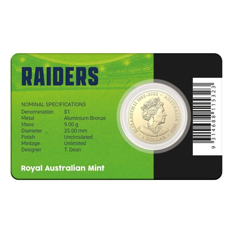 2024 NRL Canberra Raiders $1 Team Coin in Card