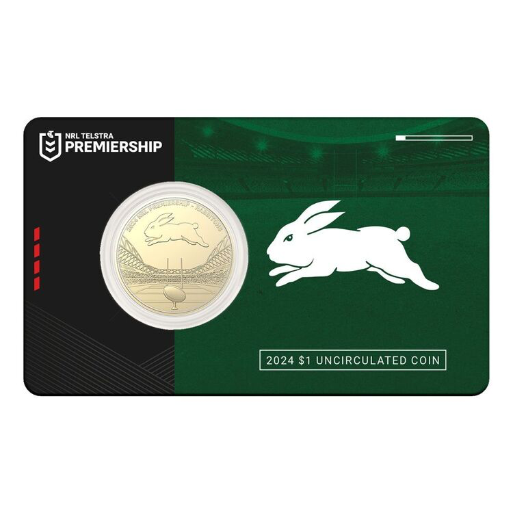 2024 NRL South Sydney Rabbitohs $1 Team Coin in Card