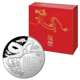 2025 Lunar Series $5 1 oz Fine Silver Proof Domed Coin – Year of the Dragon
