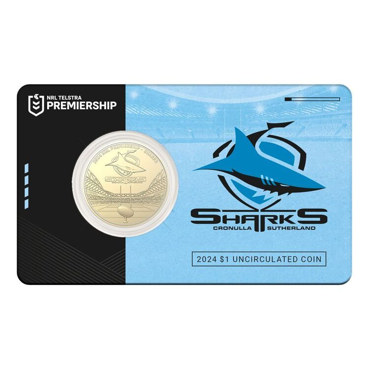 2024 NRL Cronulla-Sutherland Sharks $1 Team Coin in Card
