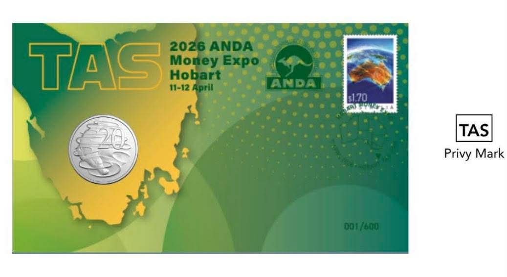 2026 20c ANDA Hobart Money Expo TAS Privy Mark PNC