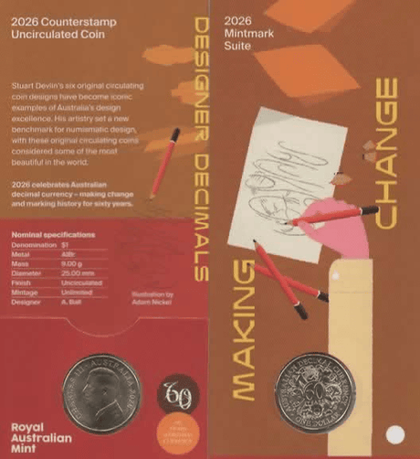2026 $1 60th Anniversary of Decimal Currency - Australia Map Counterstamp