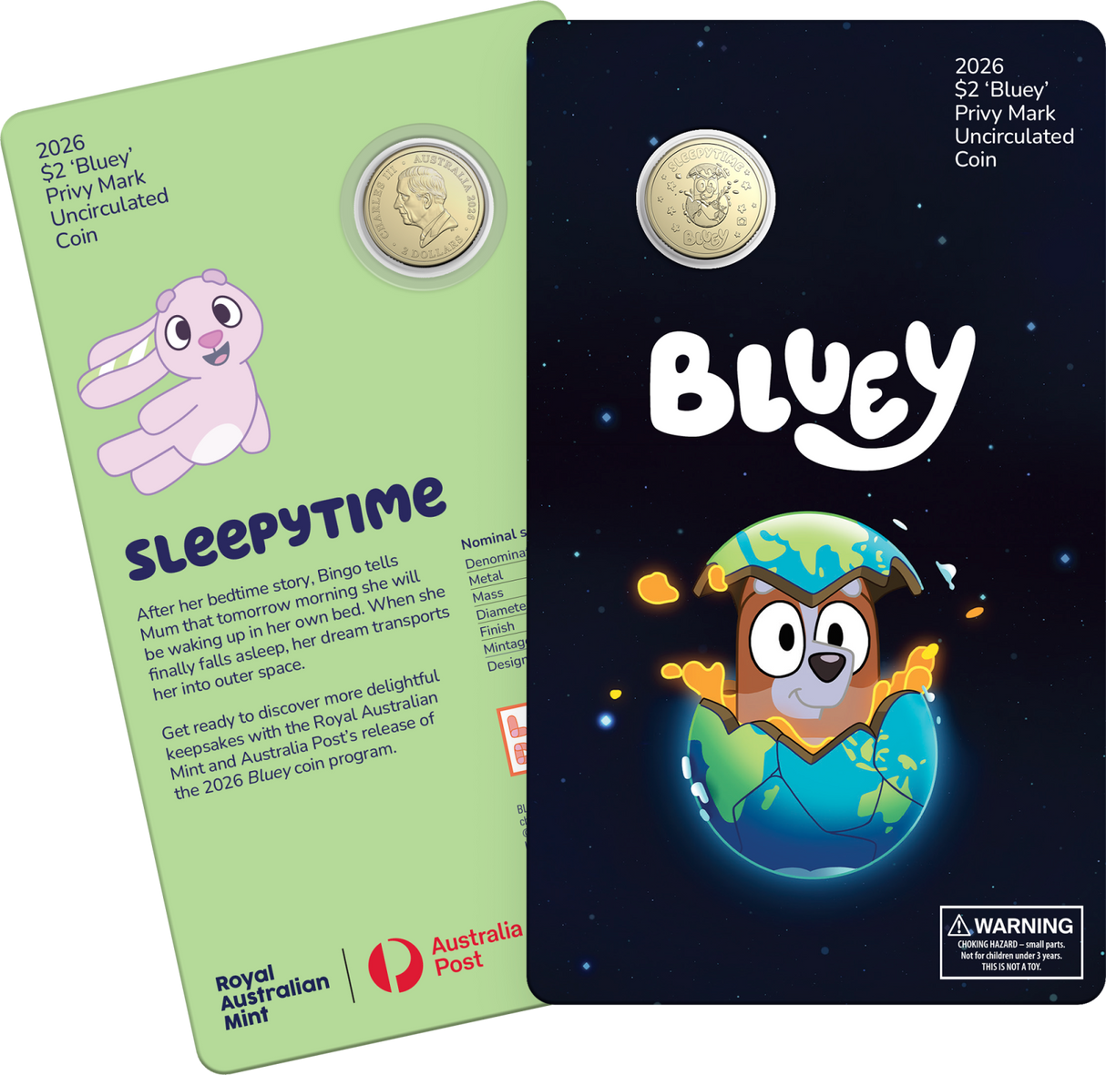 2026 $2 Sleepytime - Bluey Uncirculated Coin in Card with Privy Mark