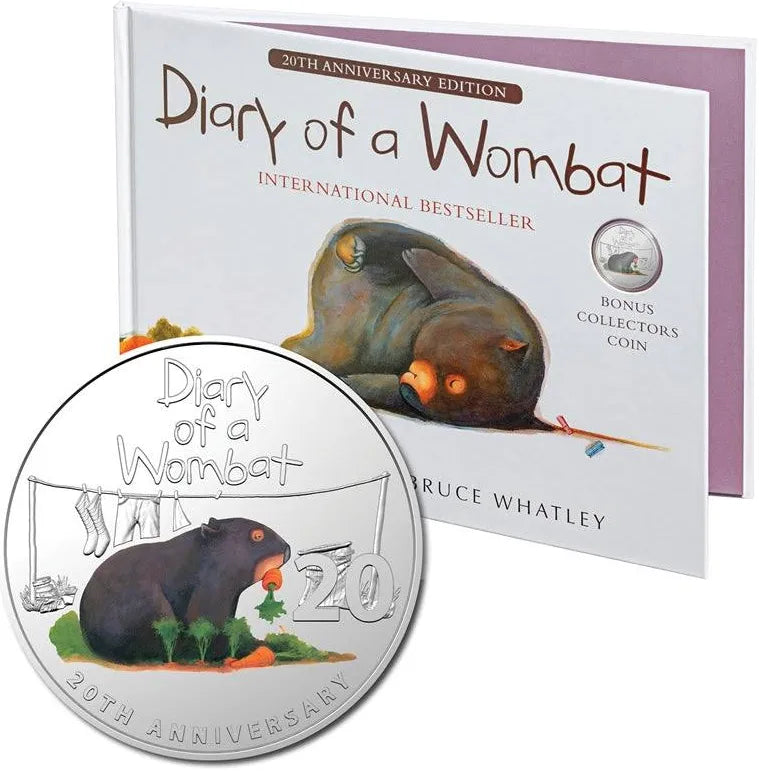 2022 20th anniversary of Diary of a Wombat – Special Edition Book - 20c Coloured Coin