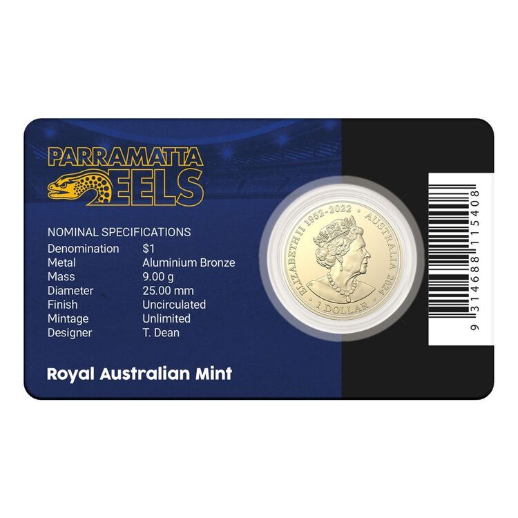 2024 NRL Parramatta Eels $1 Team Coin in Card