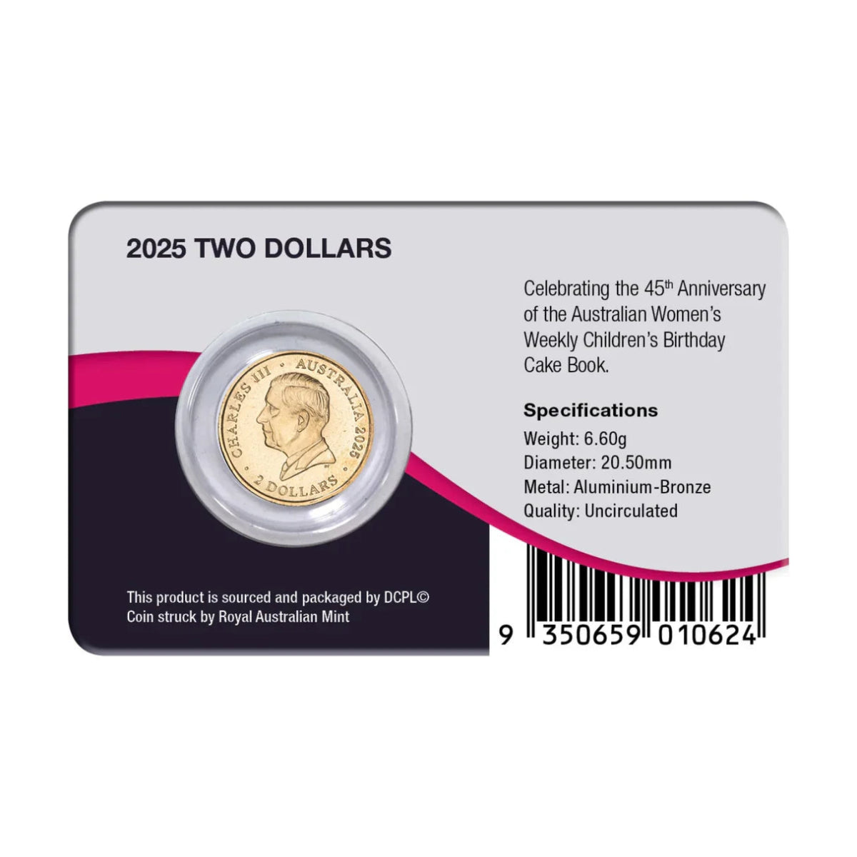 Australia Women’s Weekly Birthday Cake 2025 $2 AlBr Coin Pack - Nova Coins