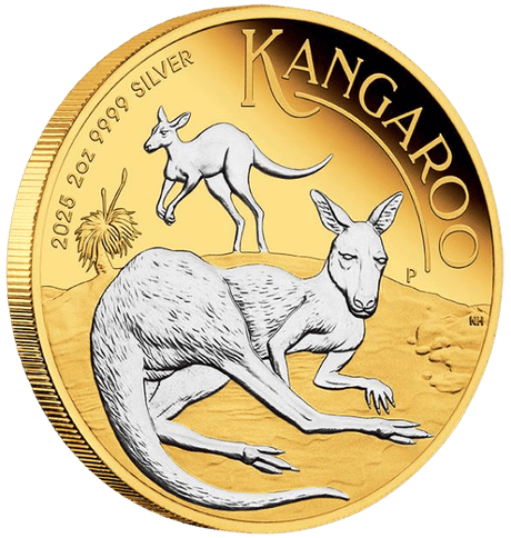 Australian Kangaroo 2025 $2 2oz Silver Proof Reverse Gilded Coin - Nova Coins