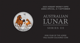 Australian Lunar III 2026 Year of the Horse 1/4oz Silver Coloured Coin in Card - Hobart ANDA Money Expo 25 - Nova Coins