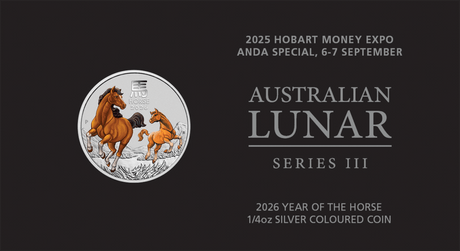 Australian Lunar III 2026 Year of the Horse 1/4oz Silver Coloured Coin in Card - Hobart ANDA Money Expo 25 - Nova Coins