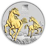 Australian Lunar Series III Year Of The Horse 2026 1oz Silver Gilded Coin - Nova Coins