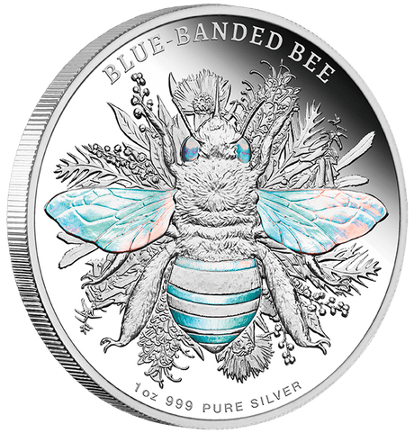 Australian Native Bees - Blue - banded Bee 2025 1oz Silver Proof Hologram Coin - Nova Coins