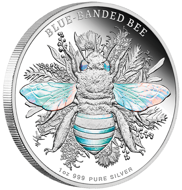Australian Native Bees - Blue - banded Bee 2025 1oz Silver Proof Hologram Coin - Nova Coins