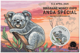 Brisbane ANDA Money Expo 2025 - Koala 2025 1oz Silver Coloured Coin in Card - Nova Coins