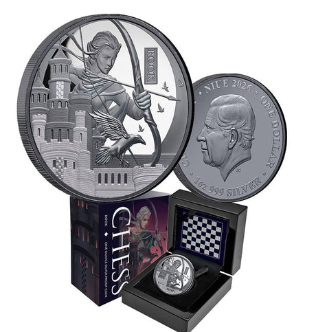 Chess Rook 2026 $1 1oz Silver Black Proof Coin - Nova Coins