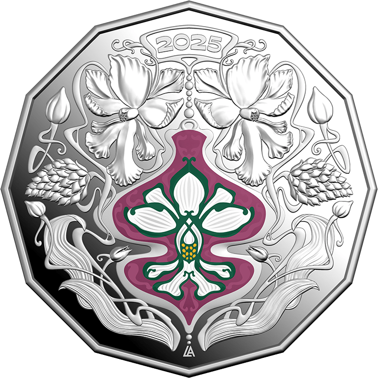 Christmas Festive Florals 2025 50c Coloured Fine Silver Proof Coin - Nova Coins