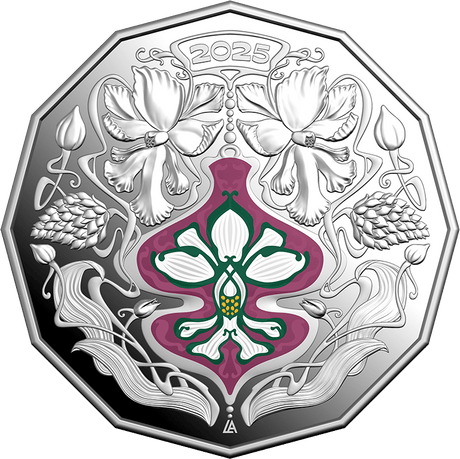 Christmas Festive Florals 2025 50c Coloured Fine Silver Proof Coin - Nova Coins