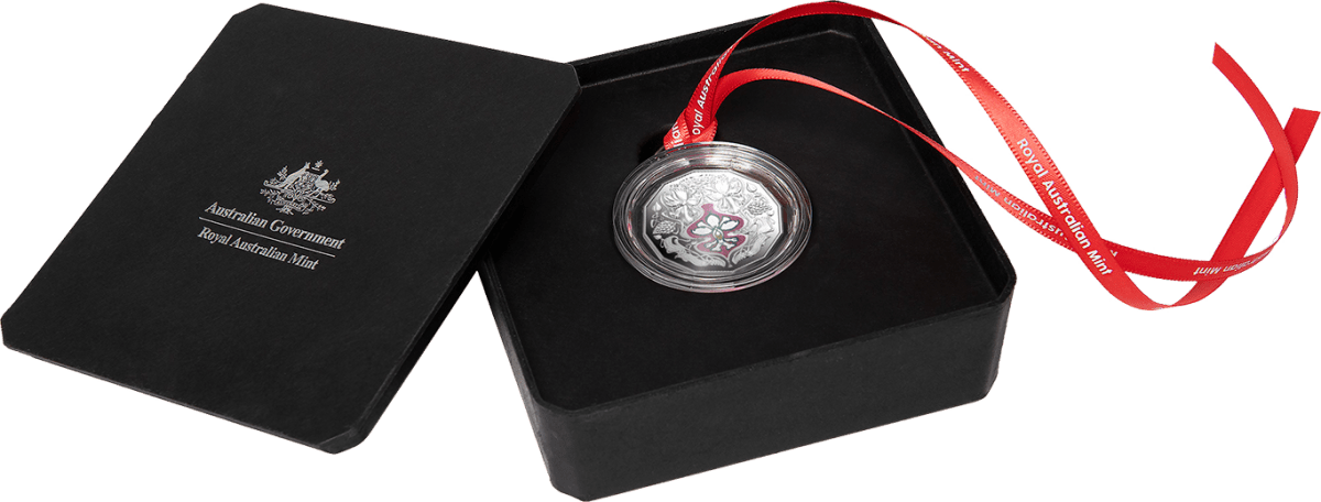 Christmas Festive Florals 2025 50c Coloured Fine Silver Proof Coin - Nova Coins