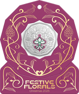Christmas Festive Florals 2025 50c Coloured Unc Coin Card (Set of 5) - Nova Coins