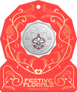 Christmas Festive Florals 2025 50c Coloured Unc Coin Card (Set of 5) - Nova Coins