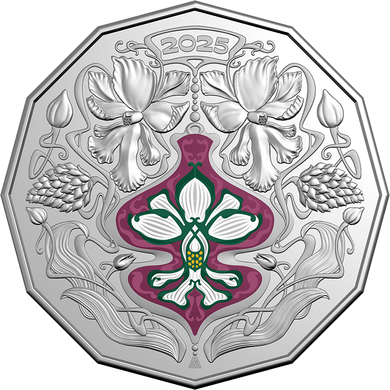 Christmas Festive Florals 2025 50c Coloured Unc Coin Card (Set of 5) - Nova Coins