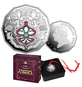 Christmas Festive Florals 2025 50c Coloured Fine Silver Proof Coin