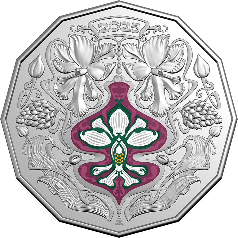 Christmas Festive Florals 2025 50c Coloured Unc Coin Card (Set of 5)