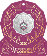 Christmas Festive Florals 2025 50c Coloured Unc Coin Card (Set of 5)