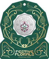 Christmas Festive Florals 2025 50c Coloured Unc Coin Card (Set of 5)