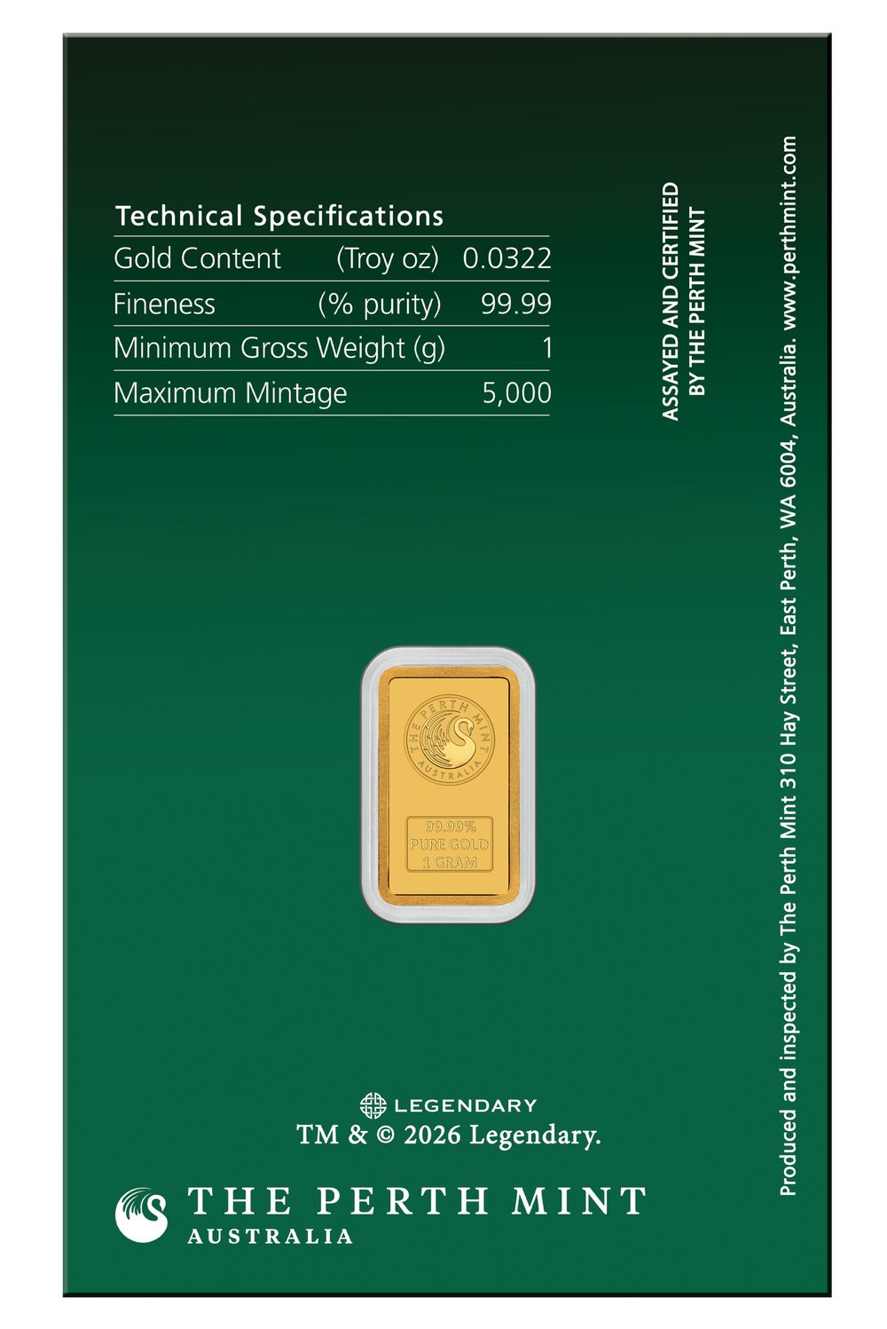 Dune – House Atreides 2026 1g Gold Minted Bar