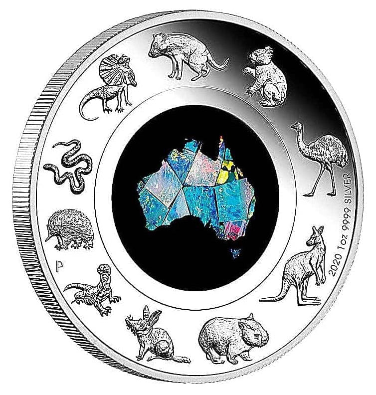 Reverse — opal insert with Australian animals