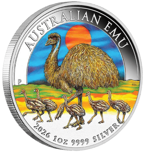 2026 1oz Australian Emu Silver Coloured Coin