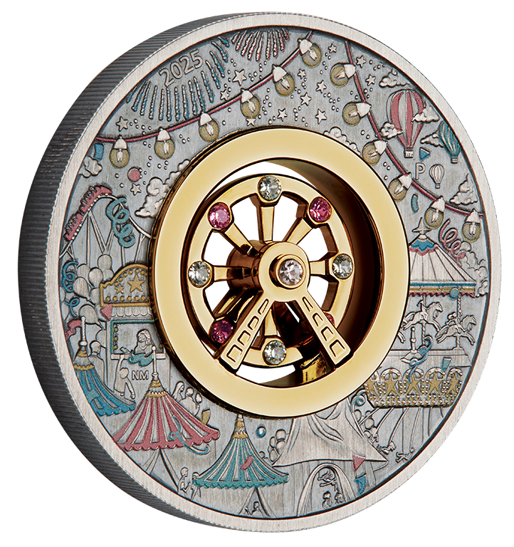2025 Ferris Wheel 2oz Silver Antiqued Coloured Coin