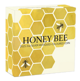 Honey Bee 2025 2oz Silver Antiqued Coloured Coin