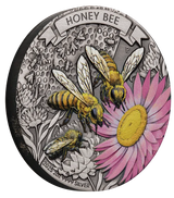 Honey Bee 2025 2oz Silver Antiqued Coloured Coin