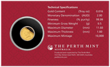 2026 0.5g Mini Horse Gold Proof Coin in Card - Australian Lunar Series III – Year of the Horse