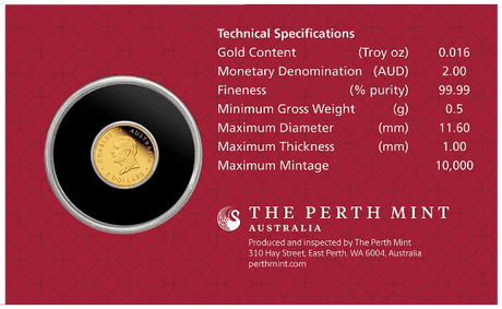 2026 0.5g Mini Horse Gold Proof Coin in Card - Australian Lunar Series III – Year of the Horse