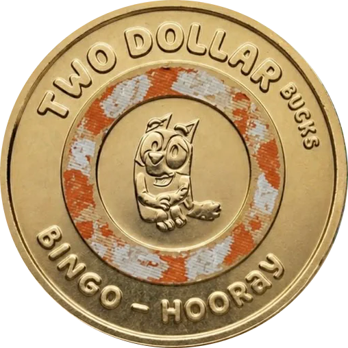 Bluey 2026 $2 Coloured Coin Bingo Design In 2X2 Holder