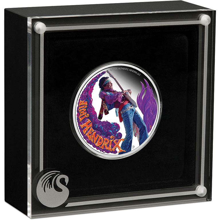 Jimi Hendrix 2025 1oz Silver Proof Coloured Coin
