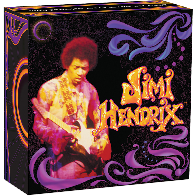 Jimi Hendrix 2025 1oz Silver Proof Coloured Coin
