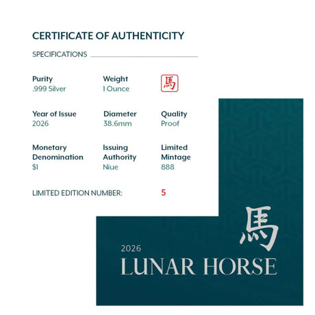Lunar Year of the Horse 2026 $1 1oz Silver Proof Coin - Nova Coins